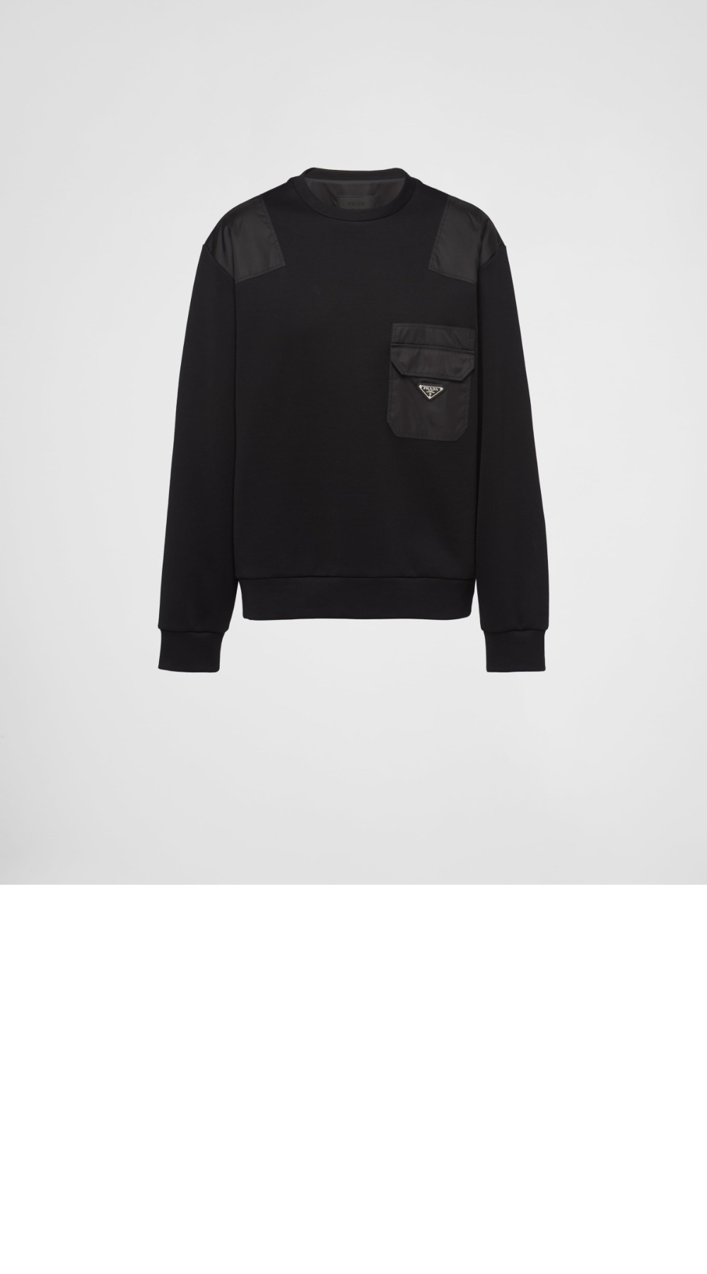 리나일론 디테일 코튼 스웨트셔츠 > 프라다