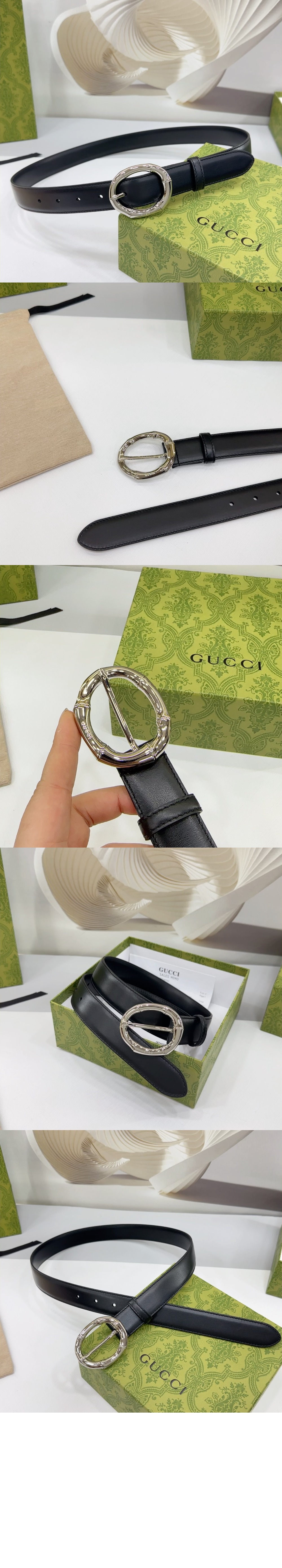 대나무 원형 버클 벨트 828270 > 구찌