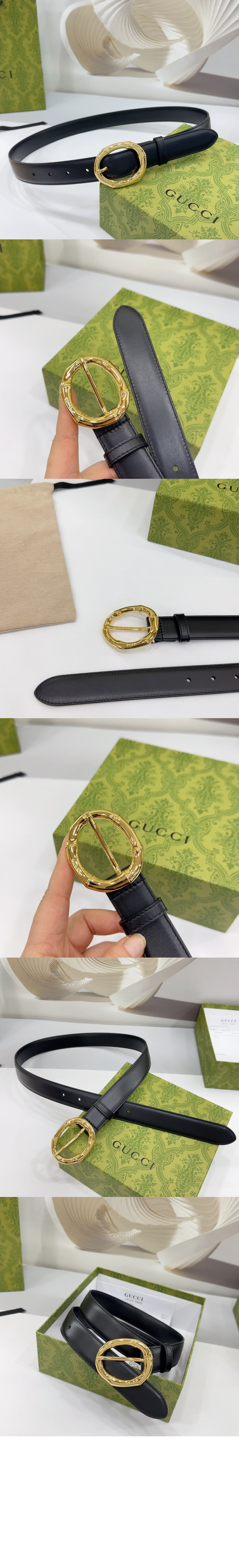 대나무 원형 버클 벨트 828270 > 구찌