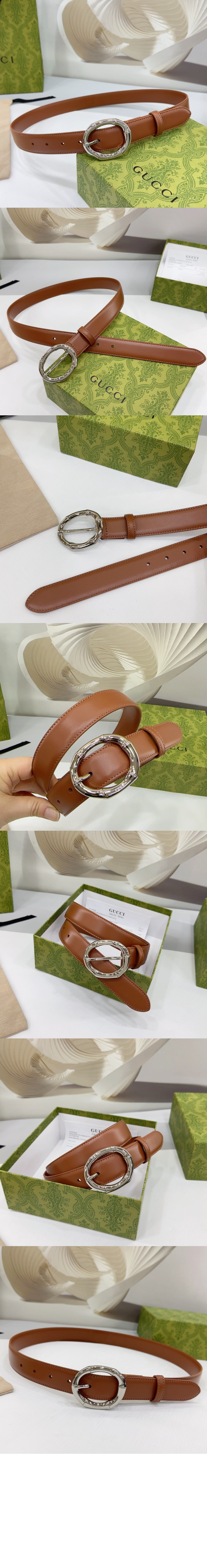 대나무 원형 버클 벨트 828270 > 구찌