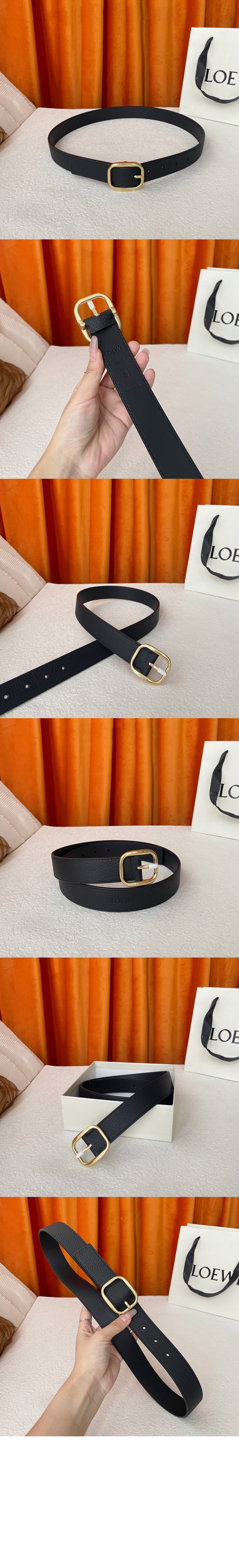 송아지 가죽 원형 벨트 > 로에베