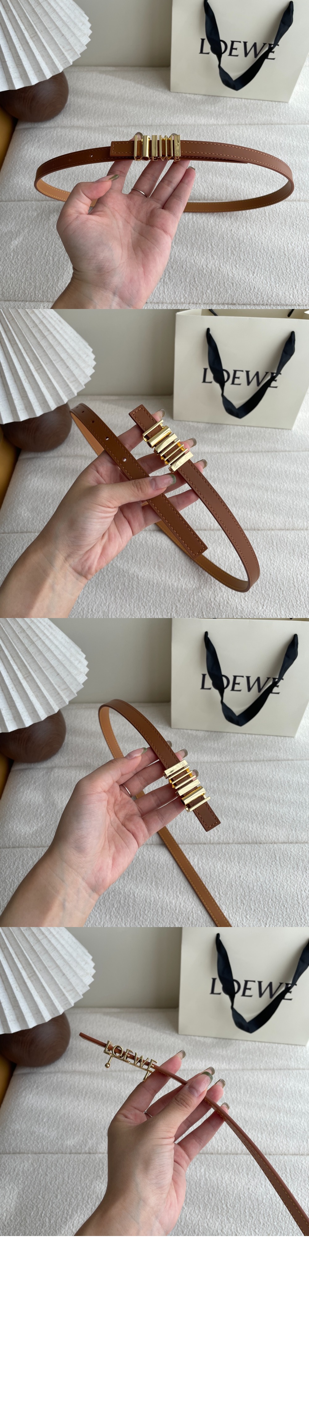 클래식 송아지 가죽의 둥근 소프트 벨트 > 로에베