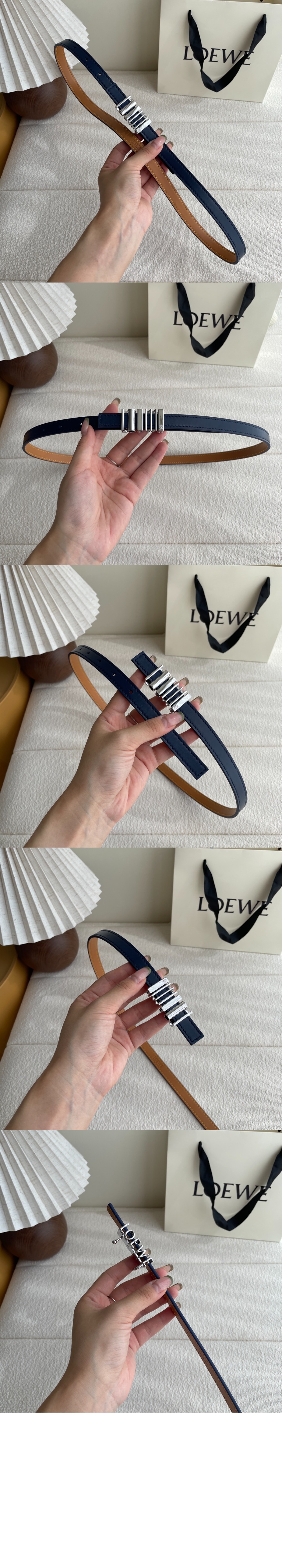 클래식 송아지 가죽의 둥근 소프트 벨트 > 로에베