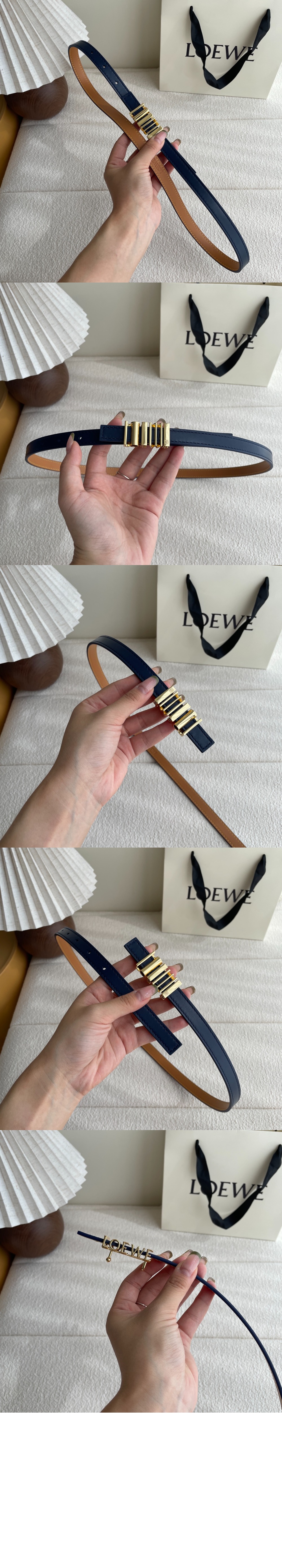 클래식 송아지 가죽의 둥근 소프트 벨트 > 로에베