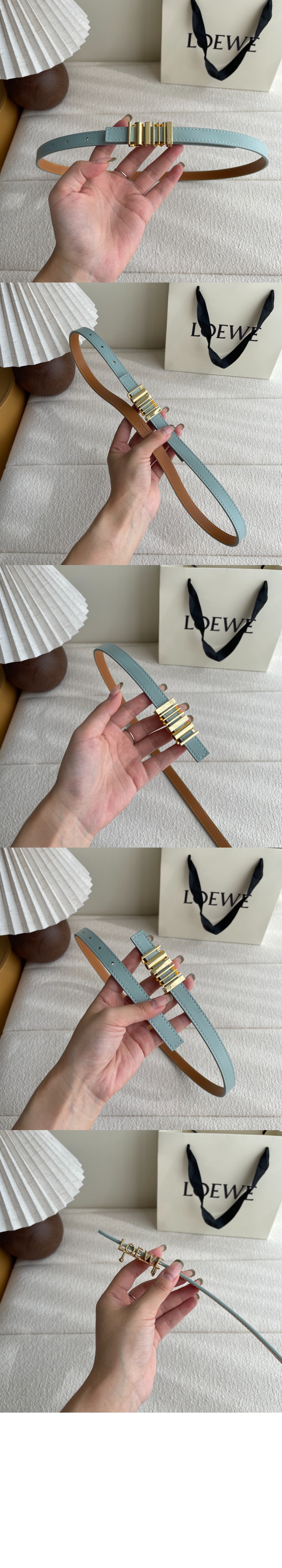 클래식 송아지 가죽의 둥근 소프트 벨트 > 로에베