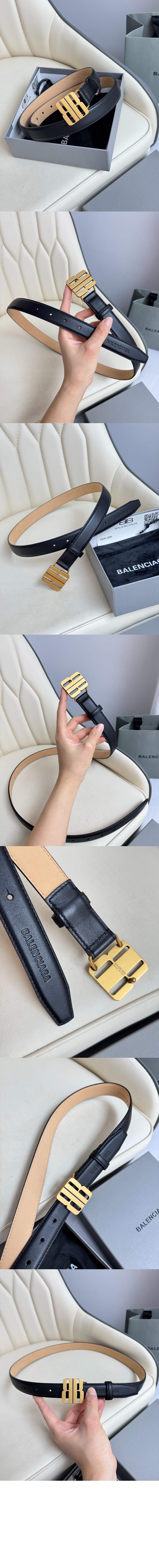 나노 블랙 유광 얇은 소가죽 벨트 829005 > 발렌시아가