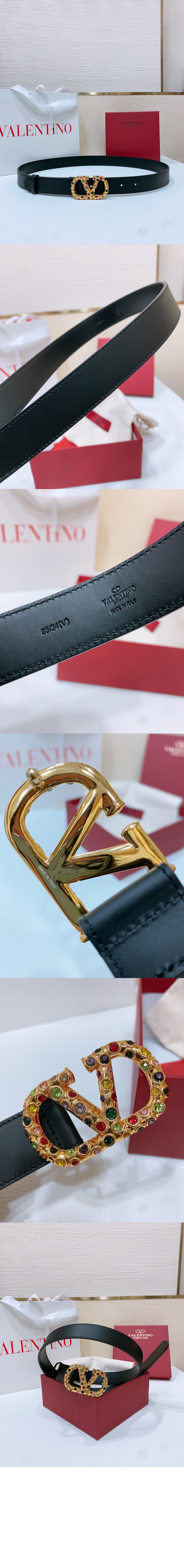 VLogo 시그니처 장식 가죽 벨트 > 발렌티노