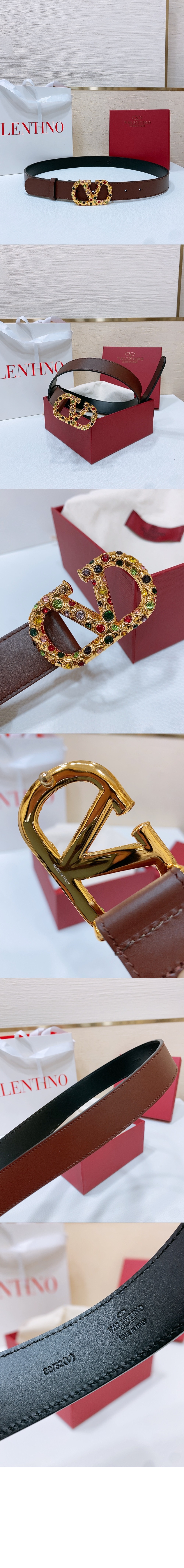 VLogo 시그니처 장식 가죽 벨트 > 발렌티노