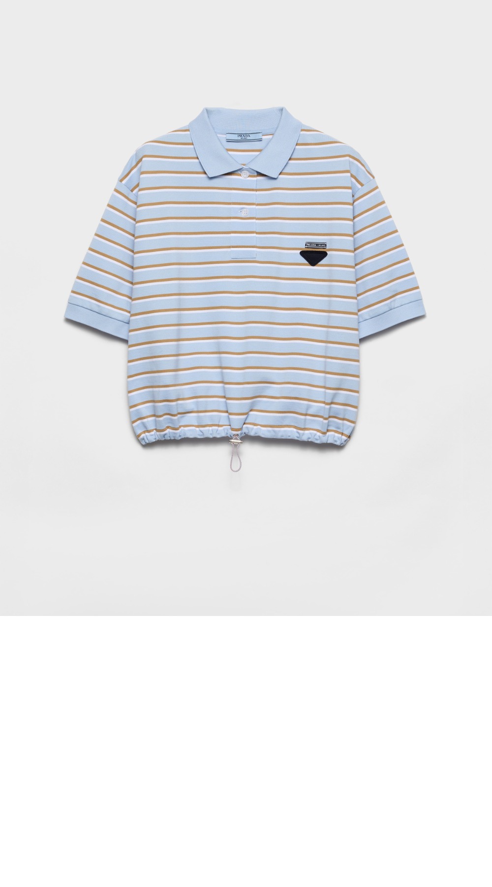크롭 스트라이프 피케 폴로 셔츠 > 프라다