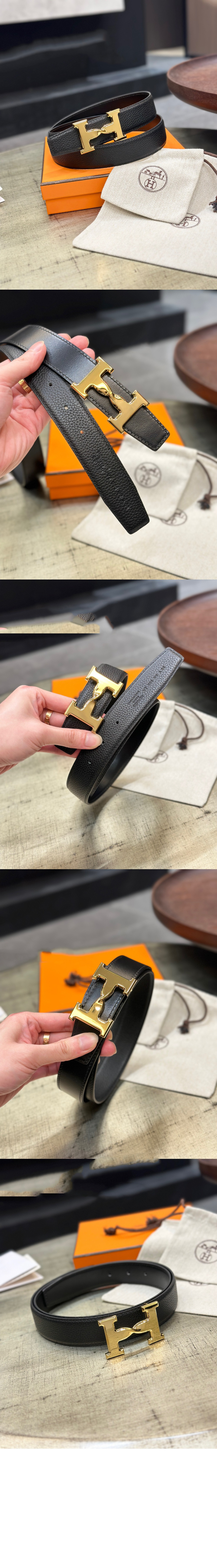 에이치트위스트 버클 양면 가죽 벨트 > 에르메스