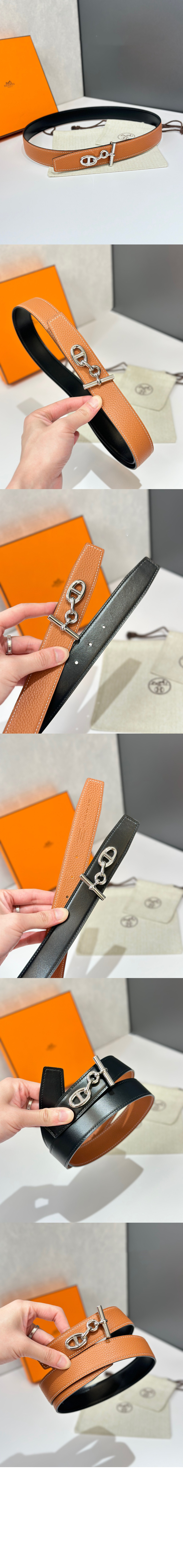 Yachting 벨트 버클 리버서블 가죽 스트랩 > 에르메스