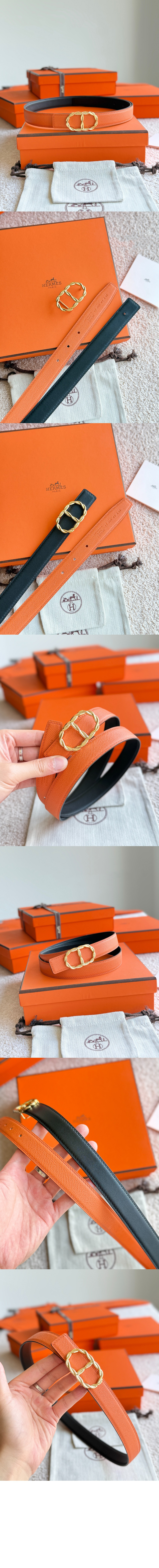 Maillon Torsade 벨트 버클 리버서블 가죽 스트랩 > 에르메스