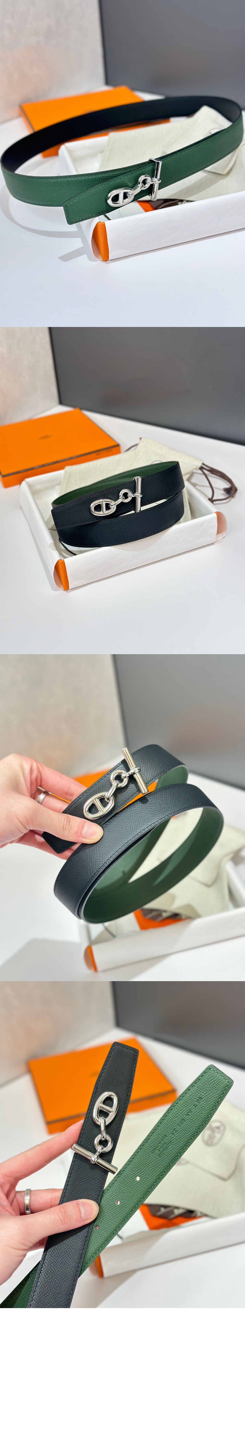 Yachting 벨트 버클 리버서블 가죽 스트랩 > 에르메스