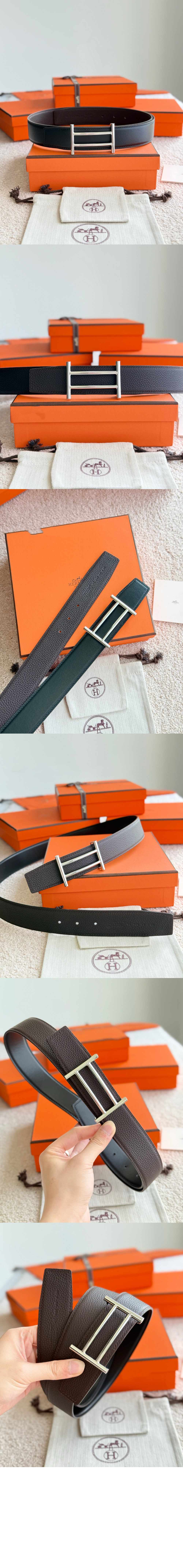 라이더 벨트 버클 리버서블 가죽 스트랩 > 에르메스