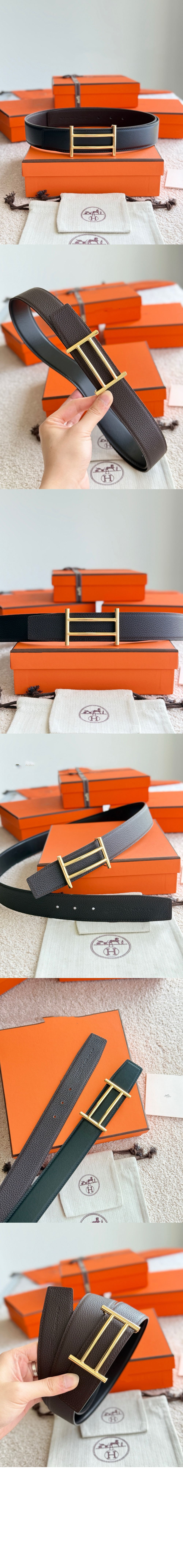 라이더 벨트 버클 리버서블 가죽 스트랩 > 에르메스