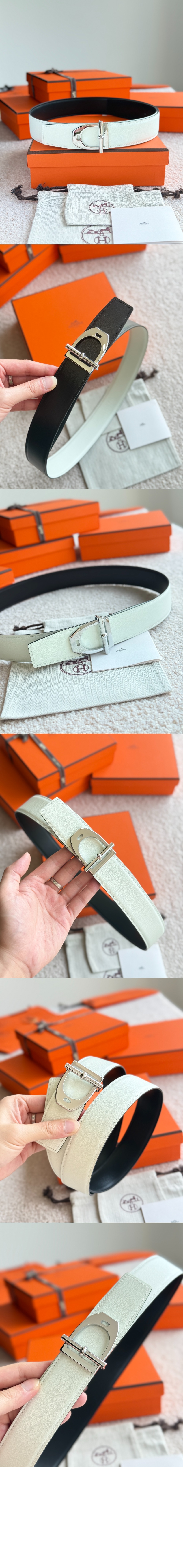 Neo Etrier 벨트 버클 리버서블 가죽 스트랩 > 에르메스