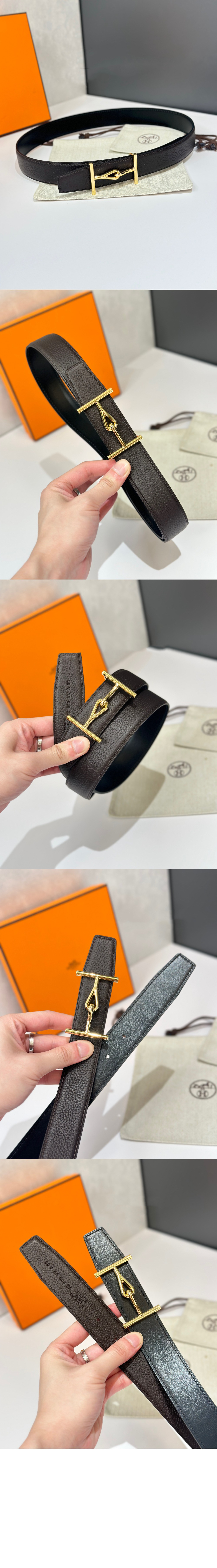 Jumbo 벨트 버클 리버서블 가죽 스트랩 > 에르메스