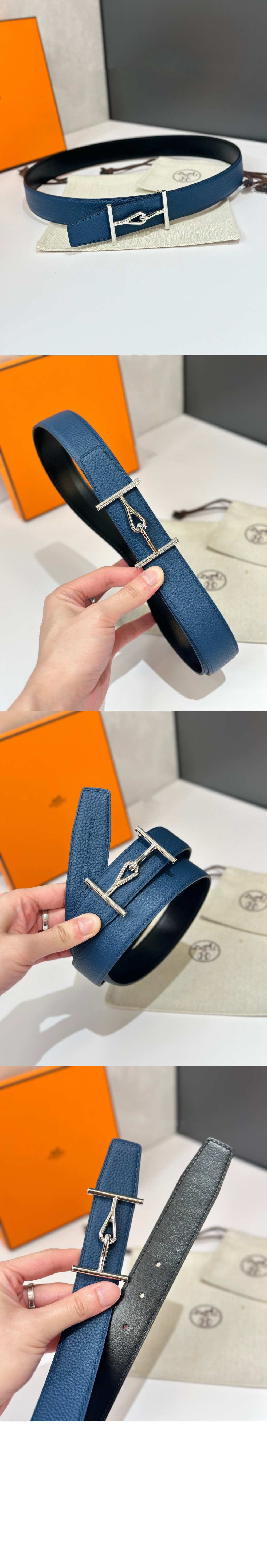 Jumbo 벨트 버클 리버서블 가죽 스트랩 > 에르메스