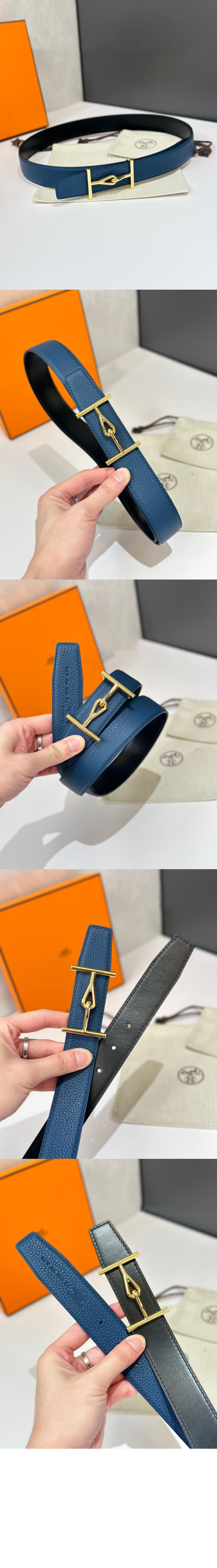 Jumbo 벨트 버클 리버서블 가죽 스트랩 > 에르메스