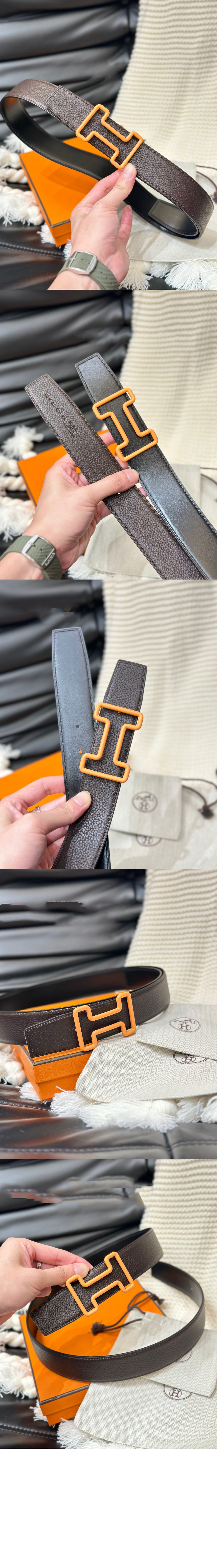 Tonight Color 벨트 버클 리버서블 가죽 스트랩 > 에르메스