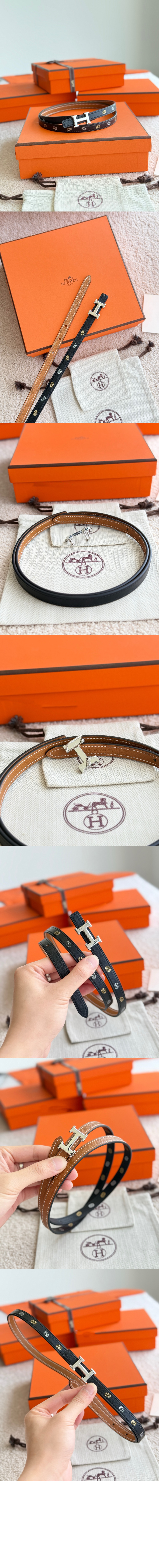 밀론 H 버클 양면 가죽 밴드 > 에르메스