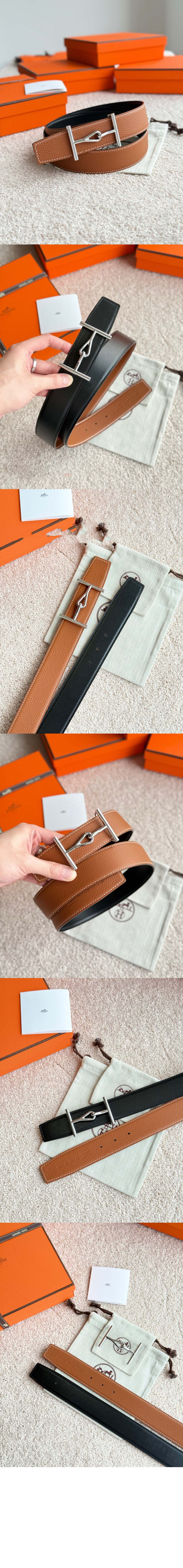 Jumbo 벨트 버클 리버서블 가죽 스트랩 > 에르메스