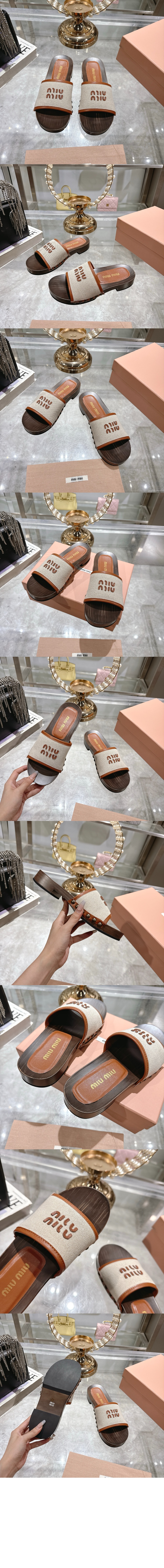 캔버스 및 가죽 클로그 5Z445E > Sandal Slippers - 샌들 슬리퍼