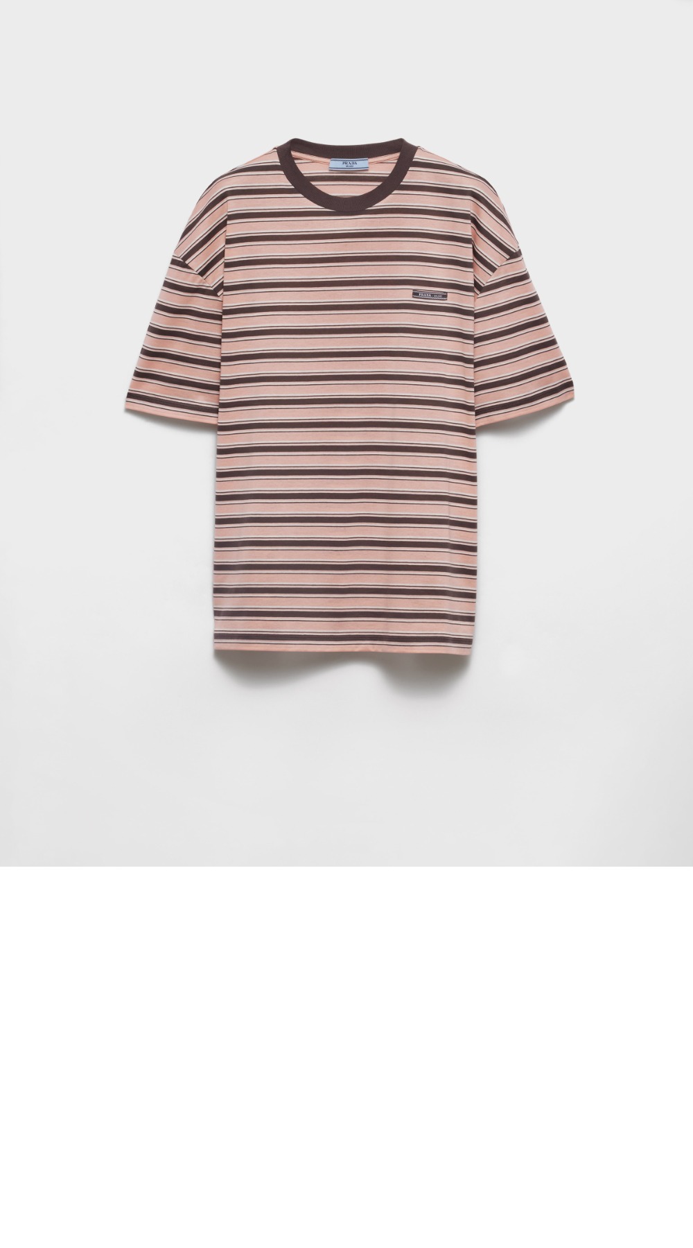 스트라이프 리슬 코튼 티셔츠 > 프라다