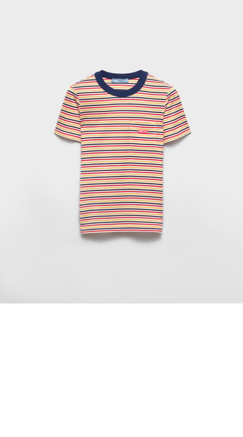 스트라이프 라일 코튼 티셔츠 > 프라다