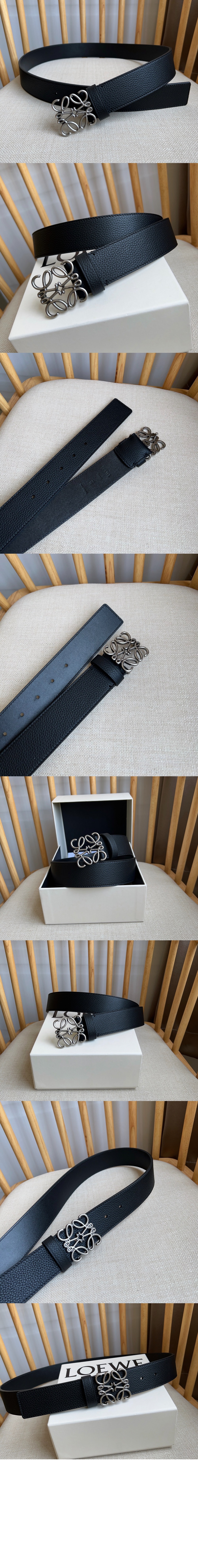 탄력 있는 갈은 송아지 가죽의 청키 애너그램 벨트 > 로에베