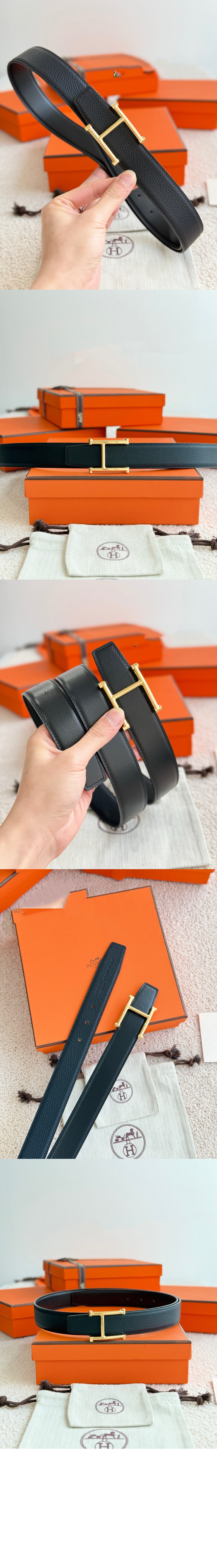 Serif 벨트 버클 리버서블 가죽 스트랩 > 에르메스