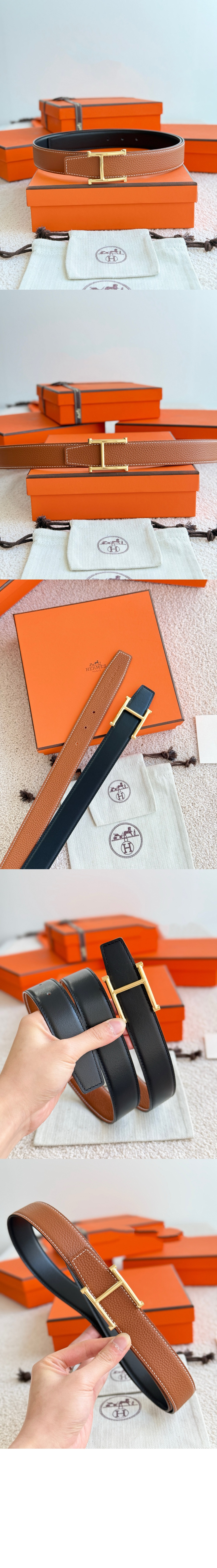 Serif 벨트 버클 리버서블 가죽 스트랩 > 에르메스