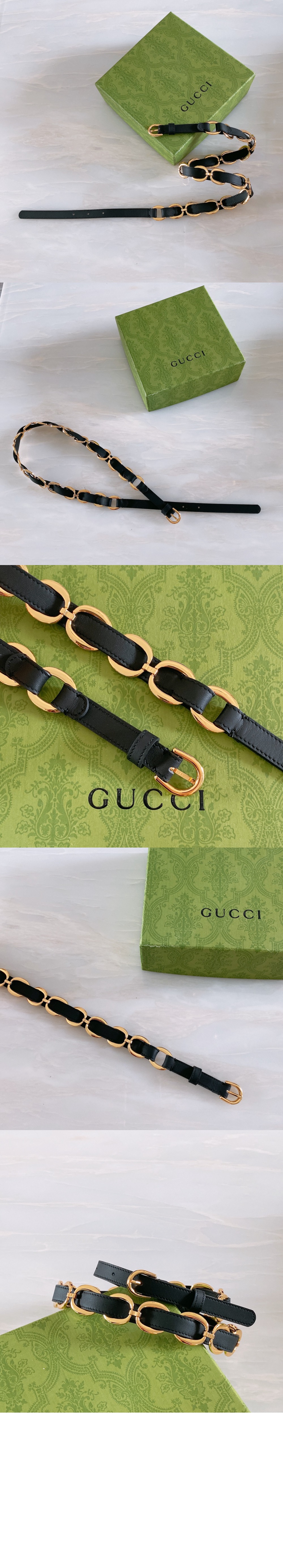 체인 디테일 가죽 벨트 620688 > 구찌