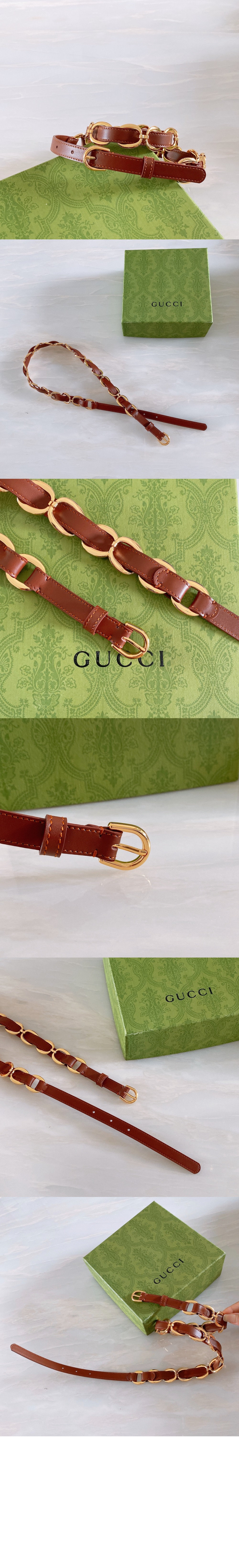 체인 디테일 가죽 벨트 620688 > 구찌