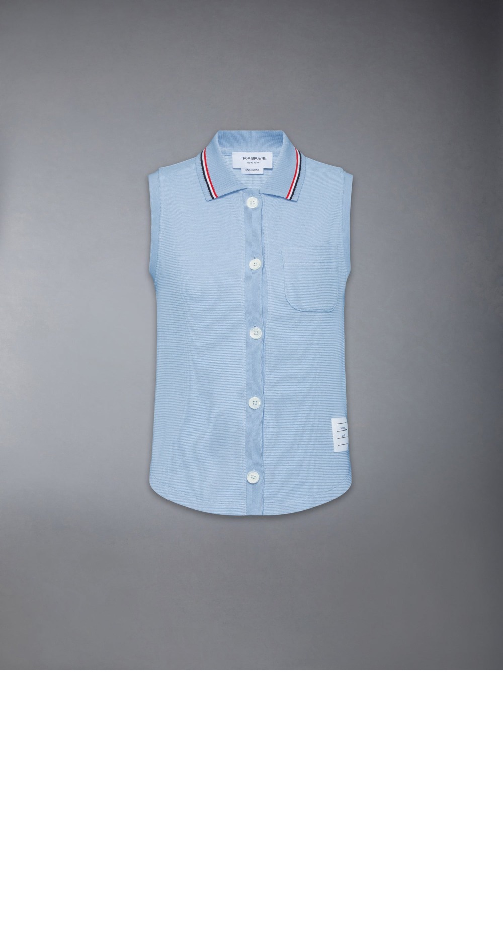 코튼 와플 슬리브리스 버튼 셔츠 > 톰브라운