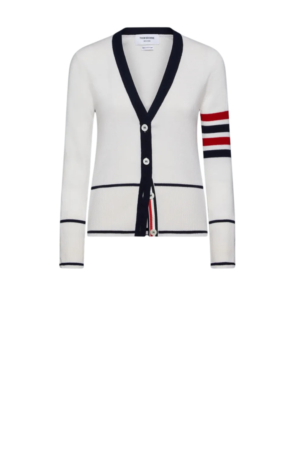 클래식 캐시미어 사선 브이넥 가디건 > 톰브라운