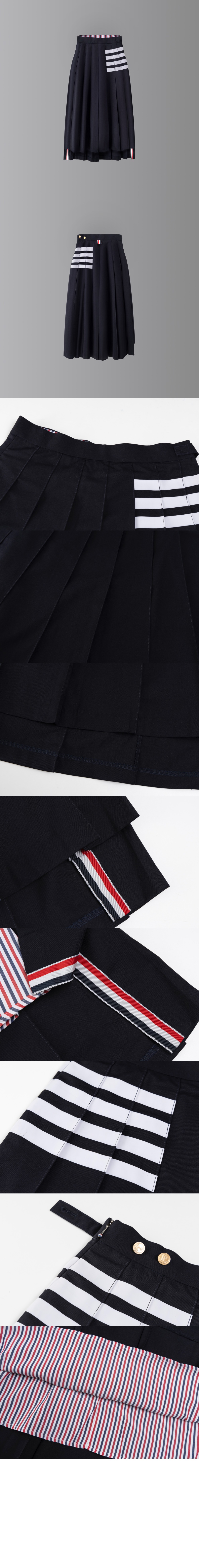 플레인 위브 4바 플리츠 미디 스커트 > 톰브라운