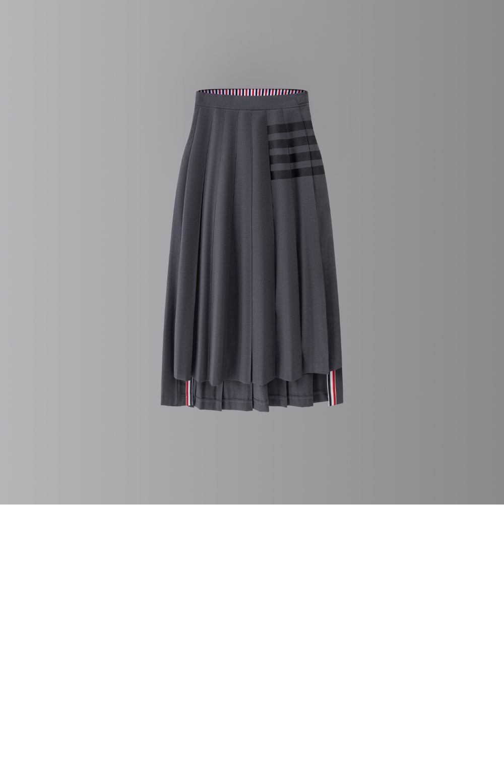 플레인 위브 4바 플리츠 미디 스커트 > 톰브라운