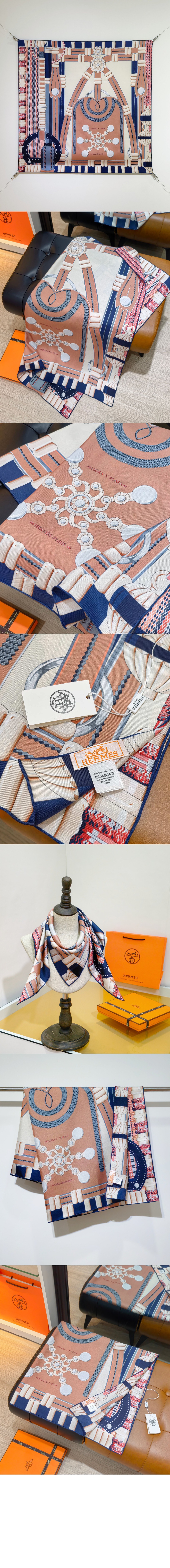 Flora y Plata 스카프 90 > 에르메스