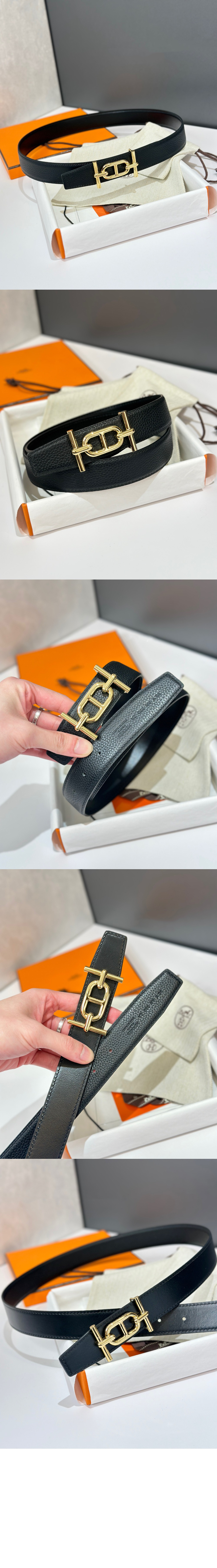 Ancre 벨트 버클 리버서블 가죽 스트랩 > 에르메스