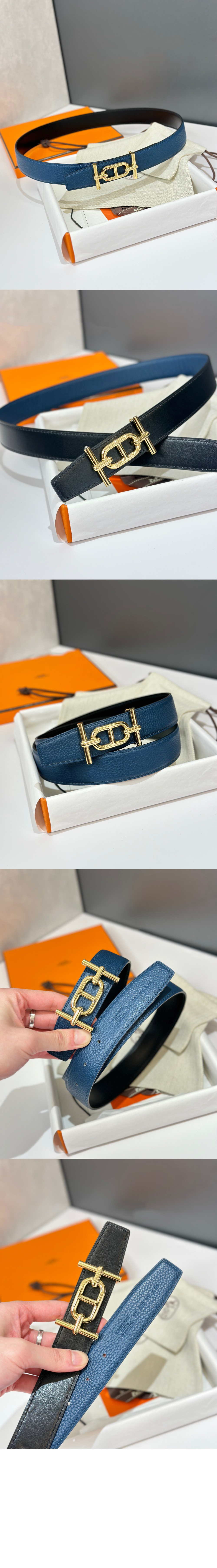 Ancre 벨트 버클 리버서블 가죽 스트랩 > 에르메스