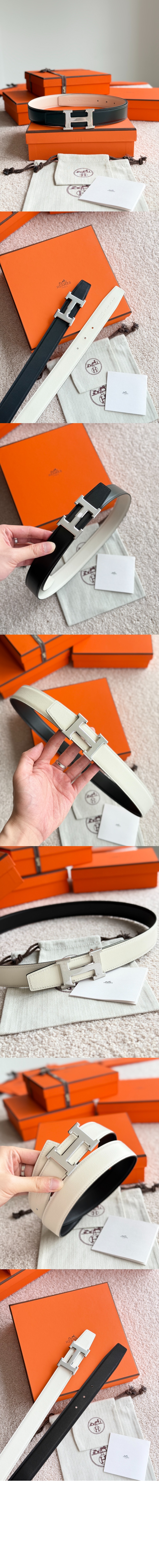 H Striee 벨트 버클 리버서블 가죽 스트랩 > 에르메스