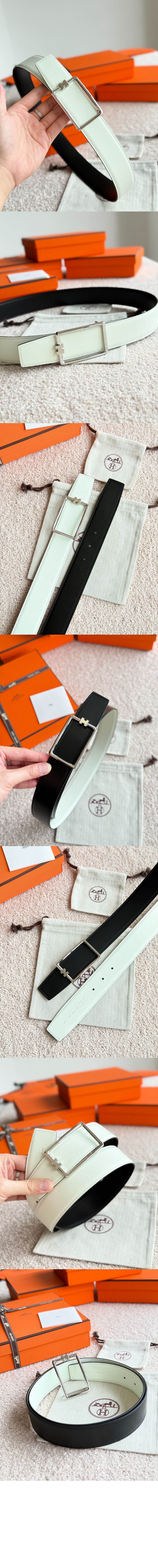 Tube H 벨트 버클 리버서블 가죽 스트랩 > 에르메스