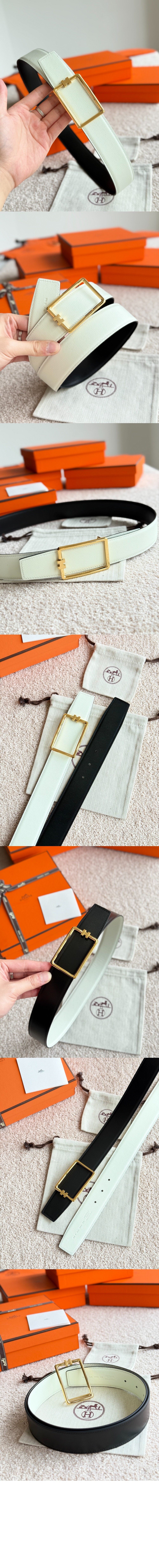 Tube H 벨트 버클 리버서블 가죽 스트랩 > 에르메스