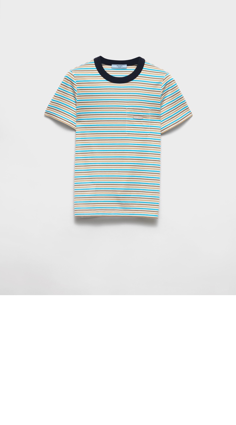 스트라이프 라일 코튼 티셔츠 > 프라다