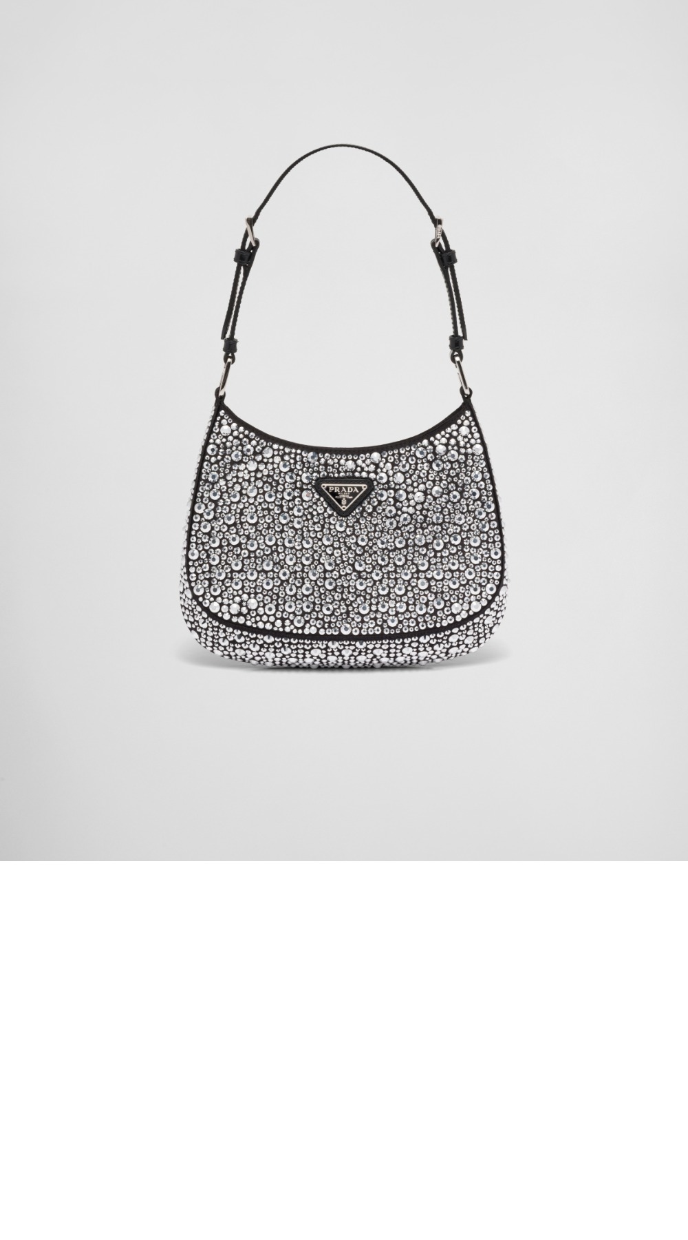 클레오 크리스탈 장식 새틴 숄더백 1BC169 > Re-Nylon - 리나일론