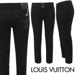 루* 스터드 스틸로고 블랙 슬림 일자진