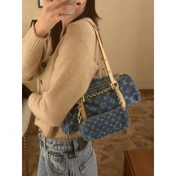 루* 고급 빠삐용 모노그램 데님 숄더백 M46830