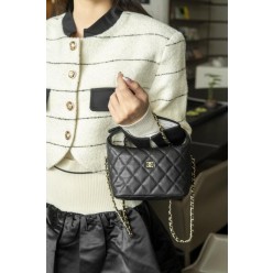 샤* 고급 25 크루즈 캐비어 체인 호보백 블랙 스몰