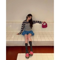 미*** 25 심플 스트라이프 롱슬리브  수입